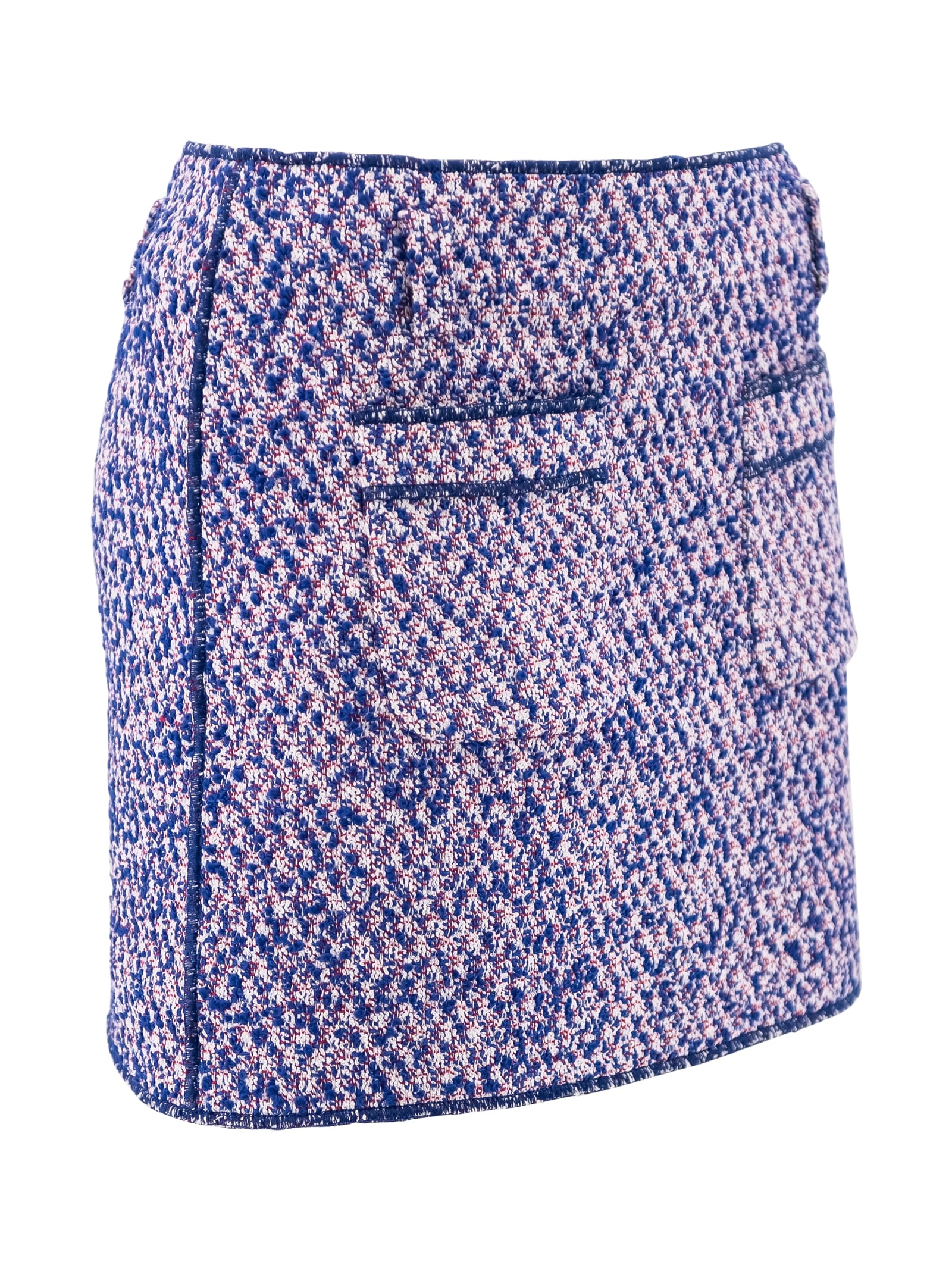 Shop Philosophy Di Lorenzo Serafini Contrasting-stitch Tweed Miniskirt In Blue