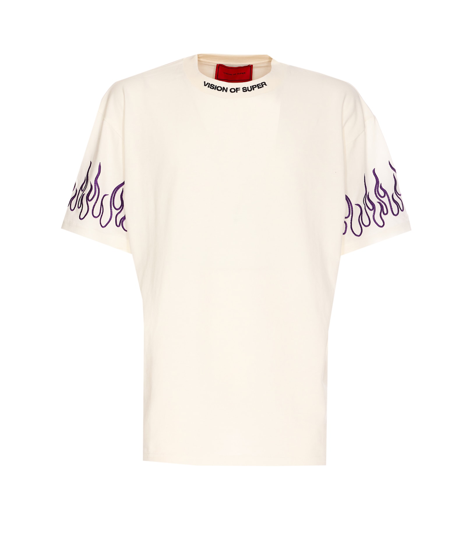 T-shirt With Embroidered Flames And Logo