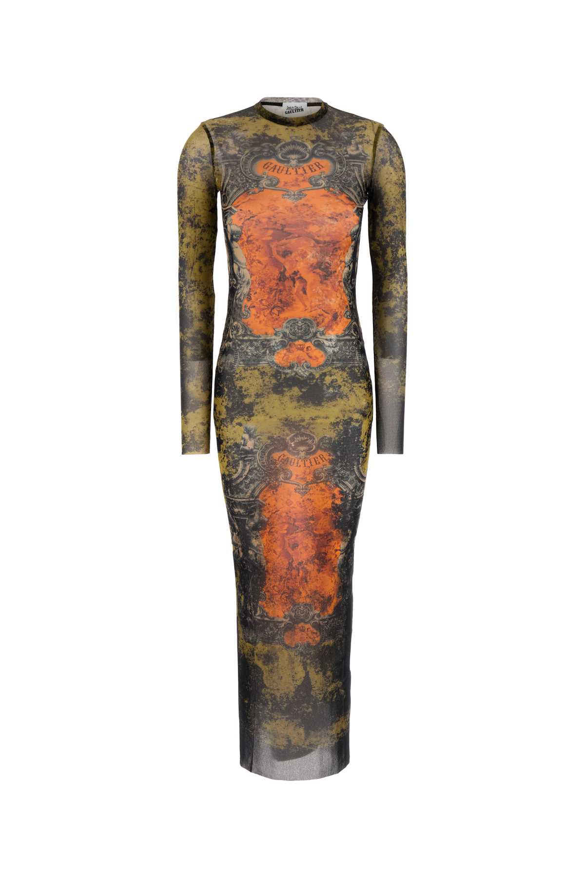 Jean Paul Gaultier Graphic Print Full-length Dress With Long Sleeves In Green