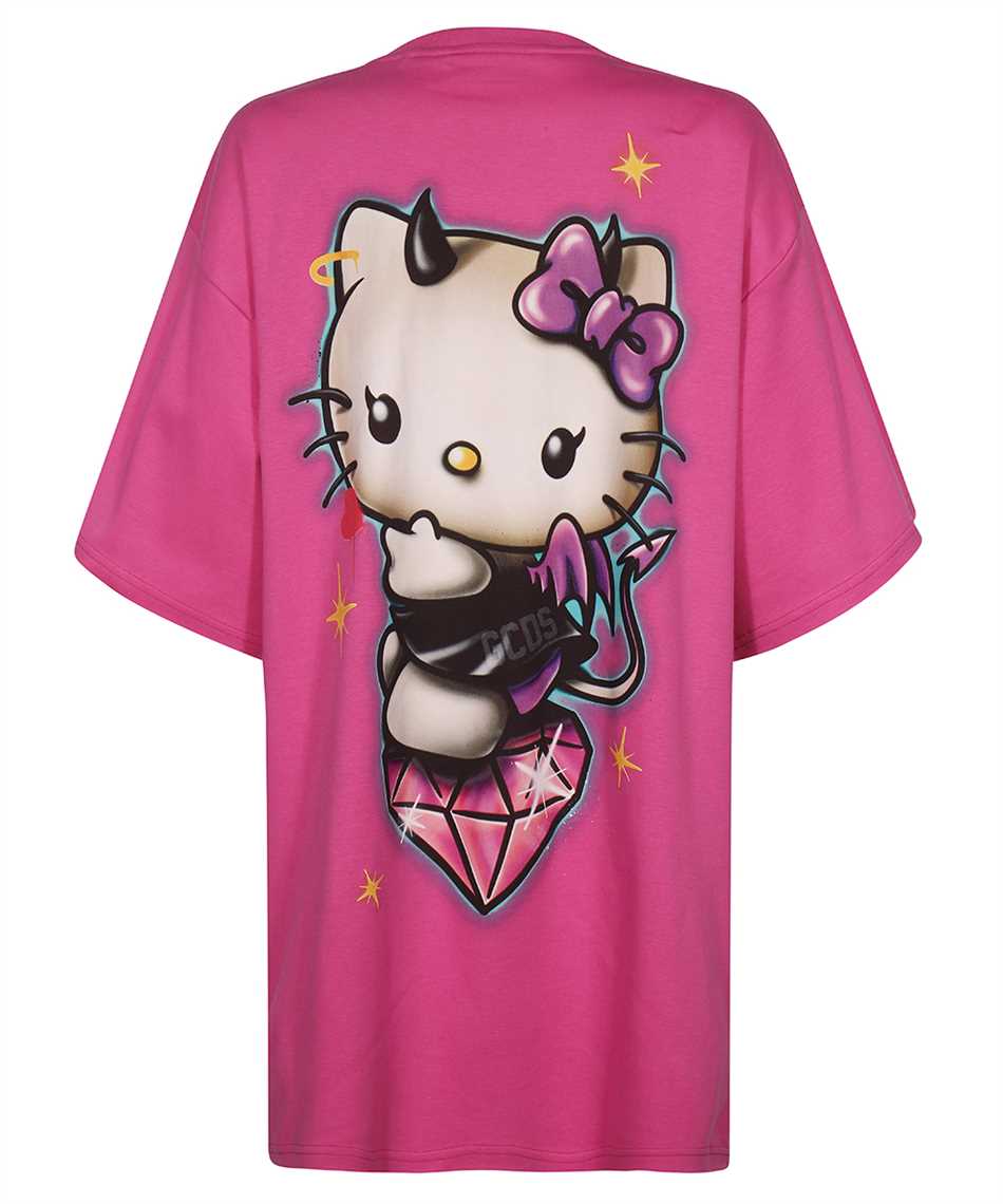 Shop Gcds X Hello Kitty - Cotton T-shirt Dress In Fuchsia