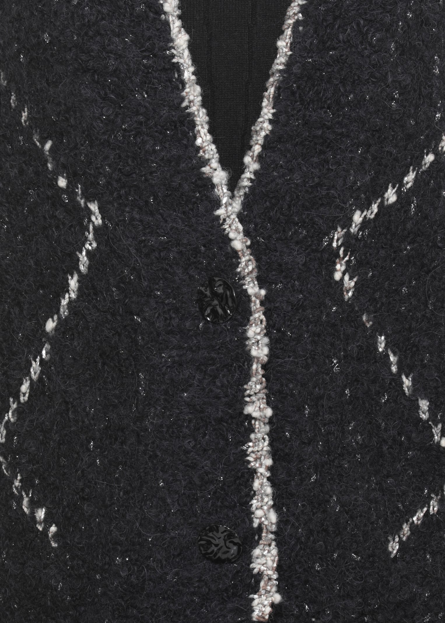 D Exterior Cardigan With Geometric Pattern In Black