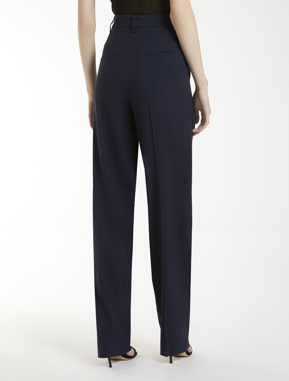 Marella Stretch Viscose And Linen Straight Trousers