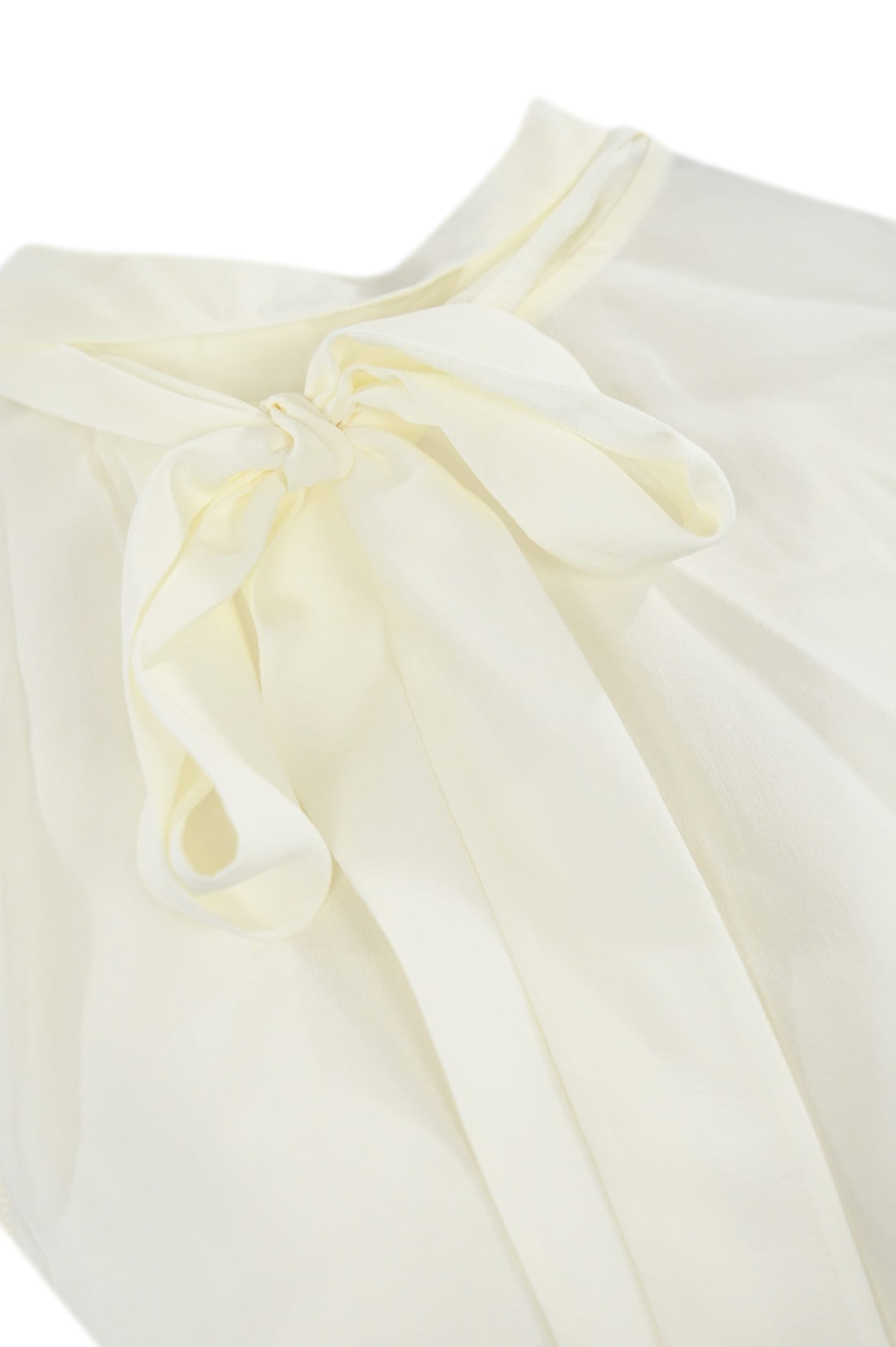 Max Mara Crepe De Chine Top With Bow In White