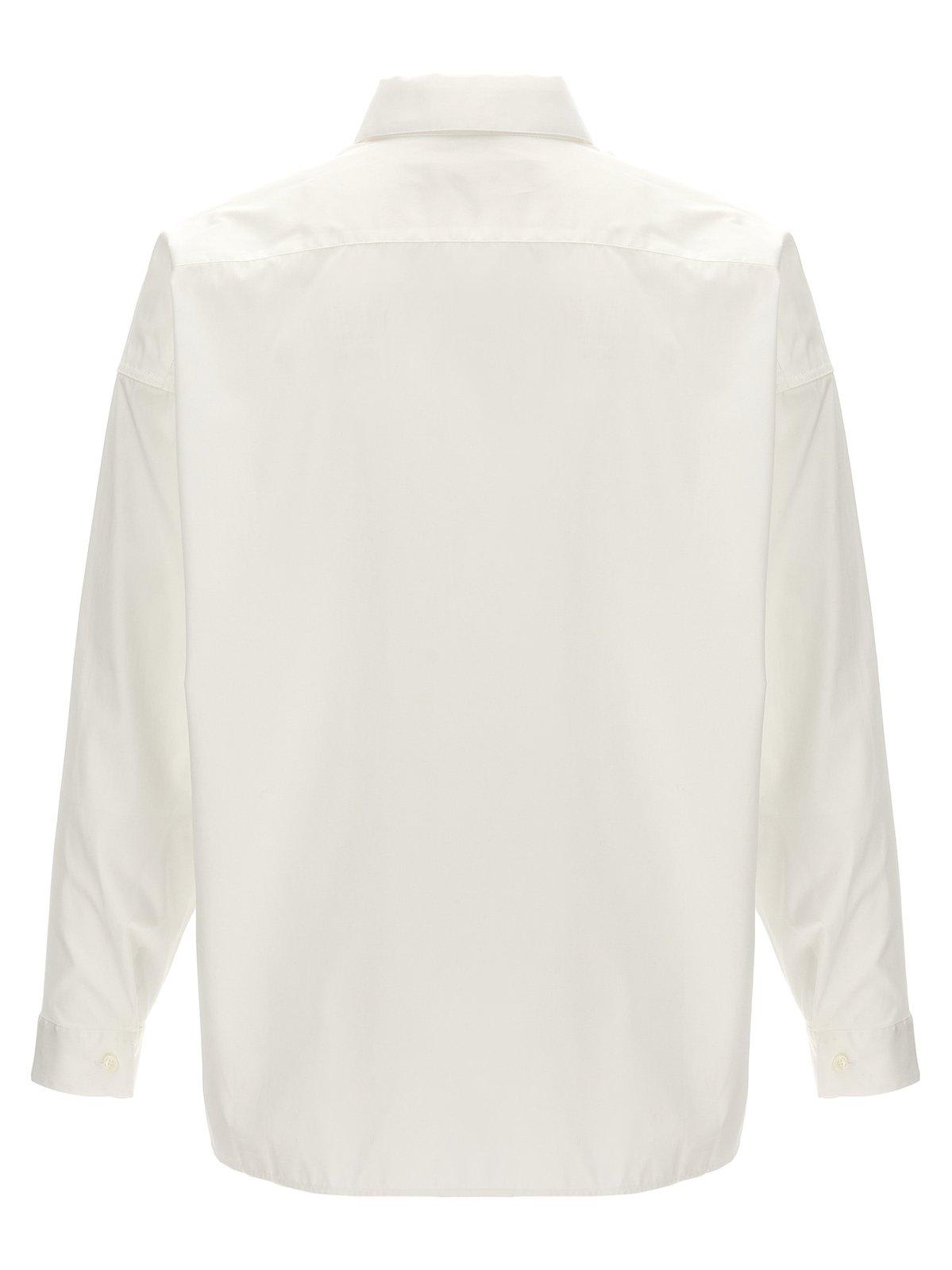 Shop Marni Logo Printed Long-sleeved Shirt In Bianco