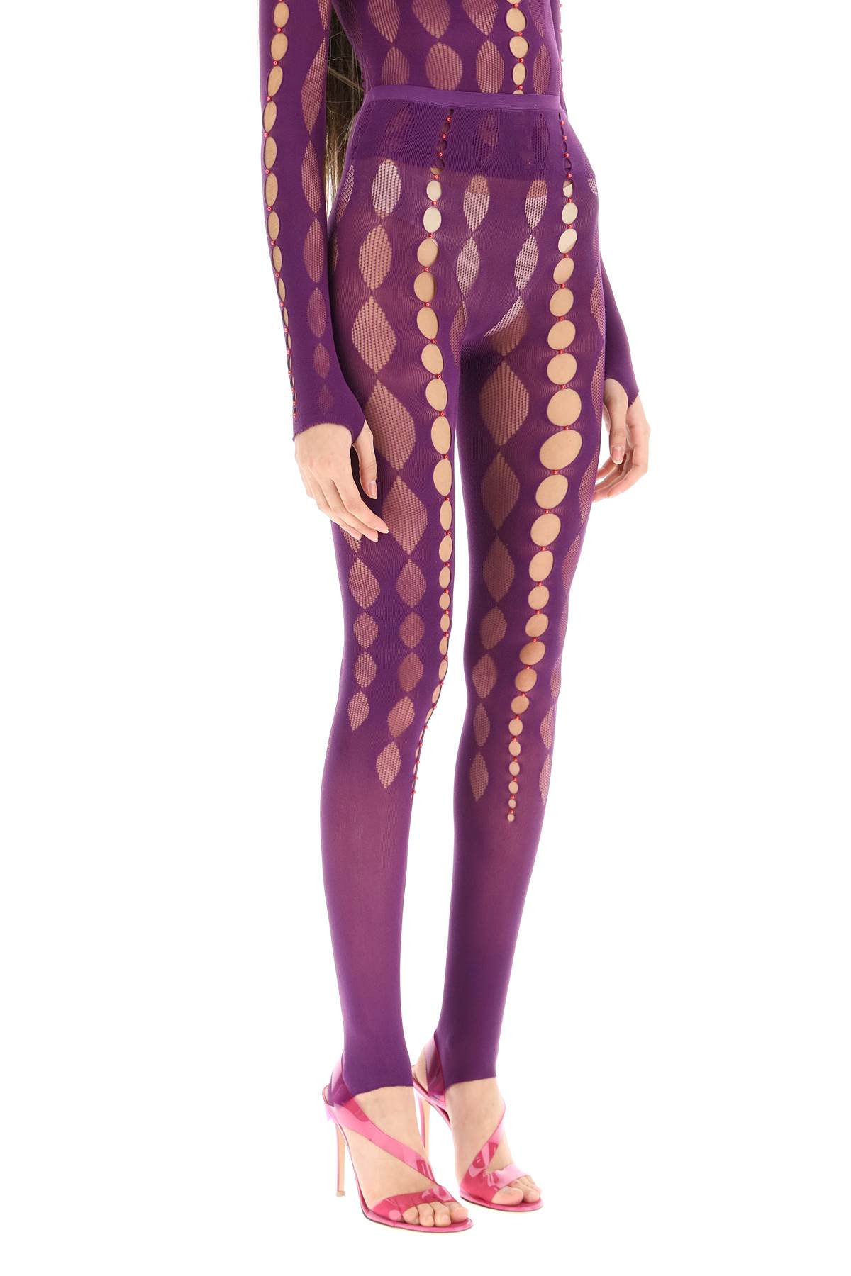Shop Rui Beaded See-through Leggings In Violet (purple)