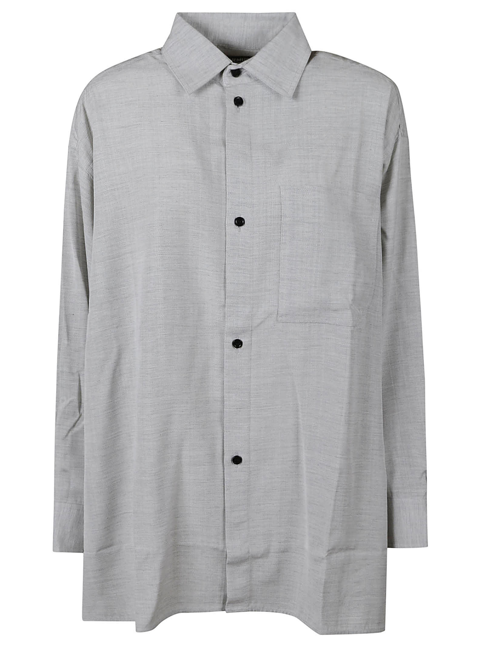 Shop Jacquemus Patched Pocket Plain Shirt In Light Grey