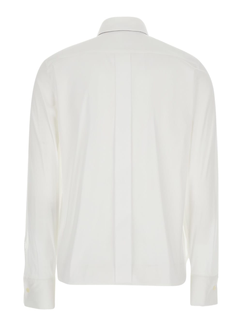 Shop Brunello Cucinelli White Shirt With Pointed Collar In Cotton Blend Woman