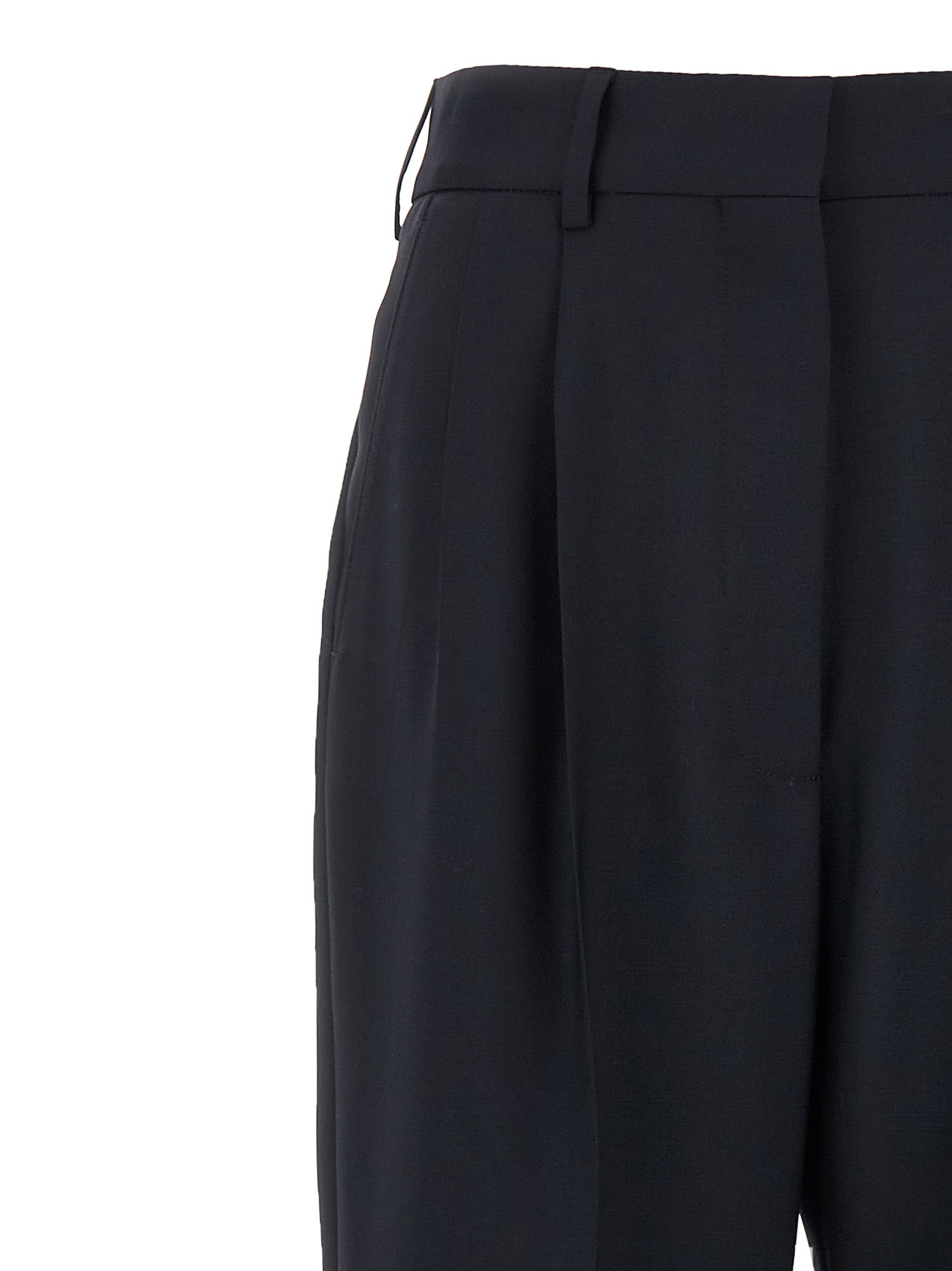 Blazé Milano Navy Blue Virgin Wool And Mohair High-waisted Pants In Black