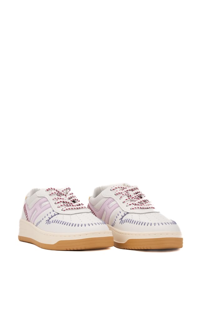 Shop Hogan H360 White Pink Sneakers In Bianco/rosa