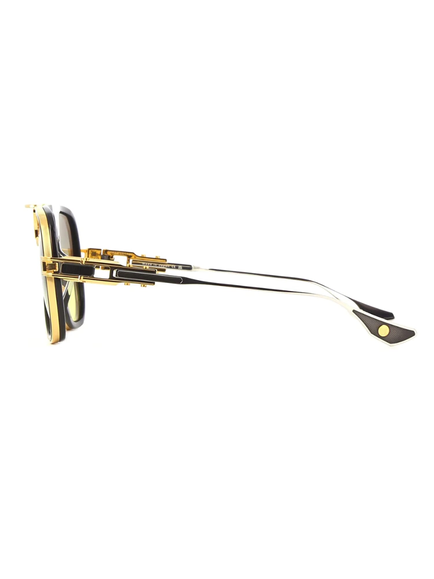 Shop Dita Dts460/a/01 Grand/decade Sunglasses In Black_yellow Gold_silver