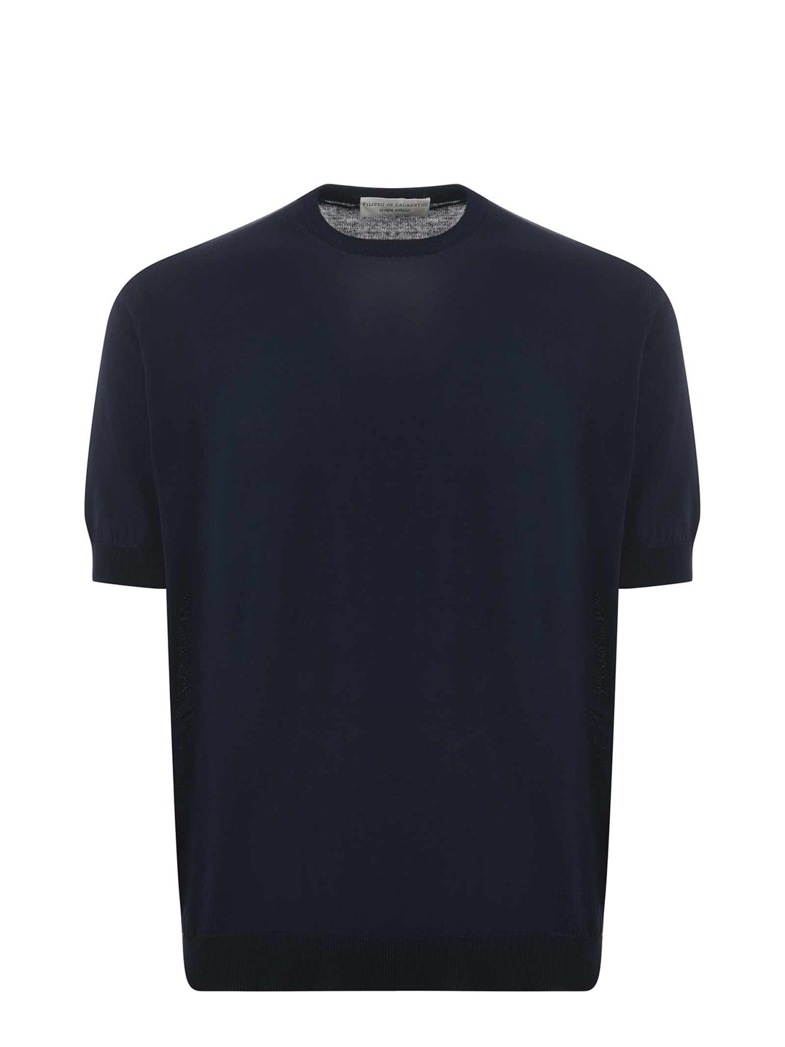 Shop Filippo De Laurentiis T-shirt  In Crepe Di Cotone Disponibile Store Scafati In Blu Scuro