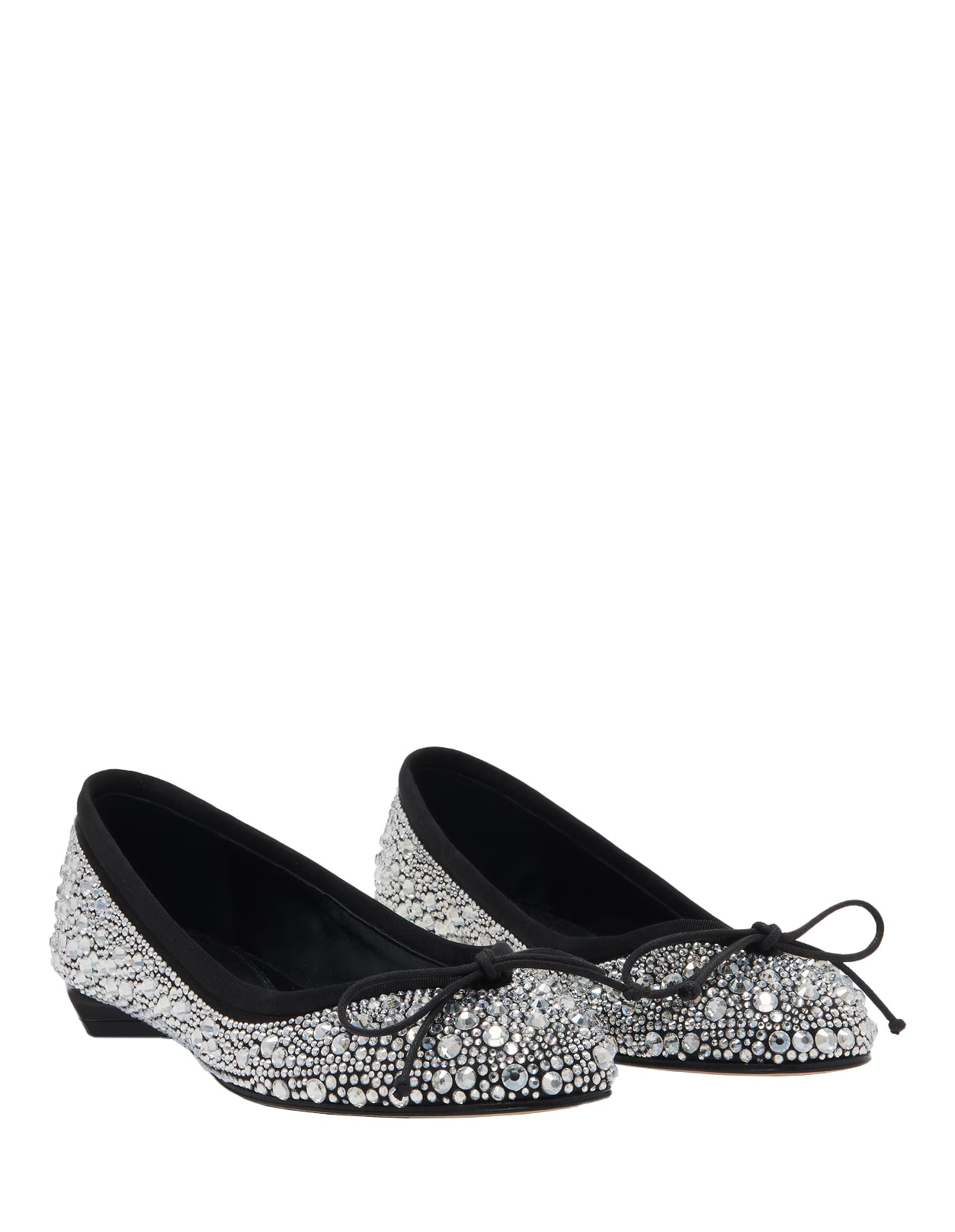 Shop Alexander Mcqueen Crystal/black Armadillo Ballerinas