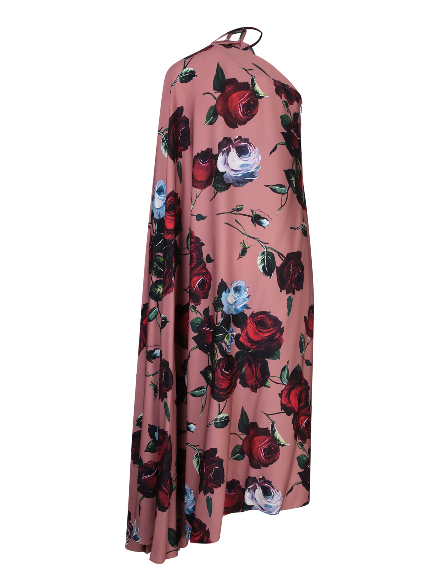 Shop Dolce & Gabbana Rose Vintage One-shoulder Dress In Pink
