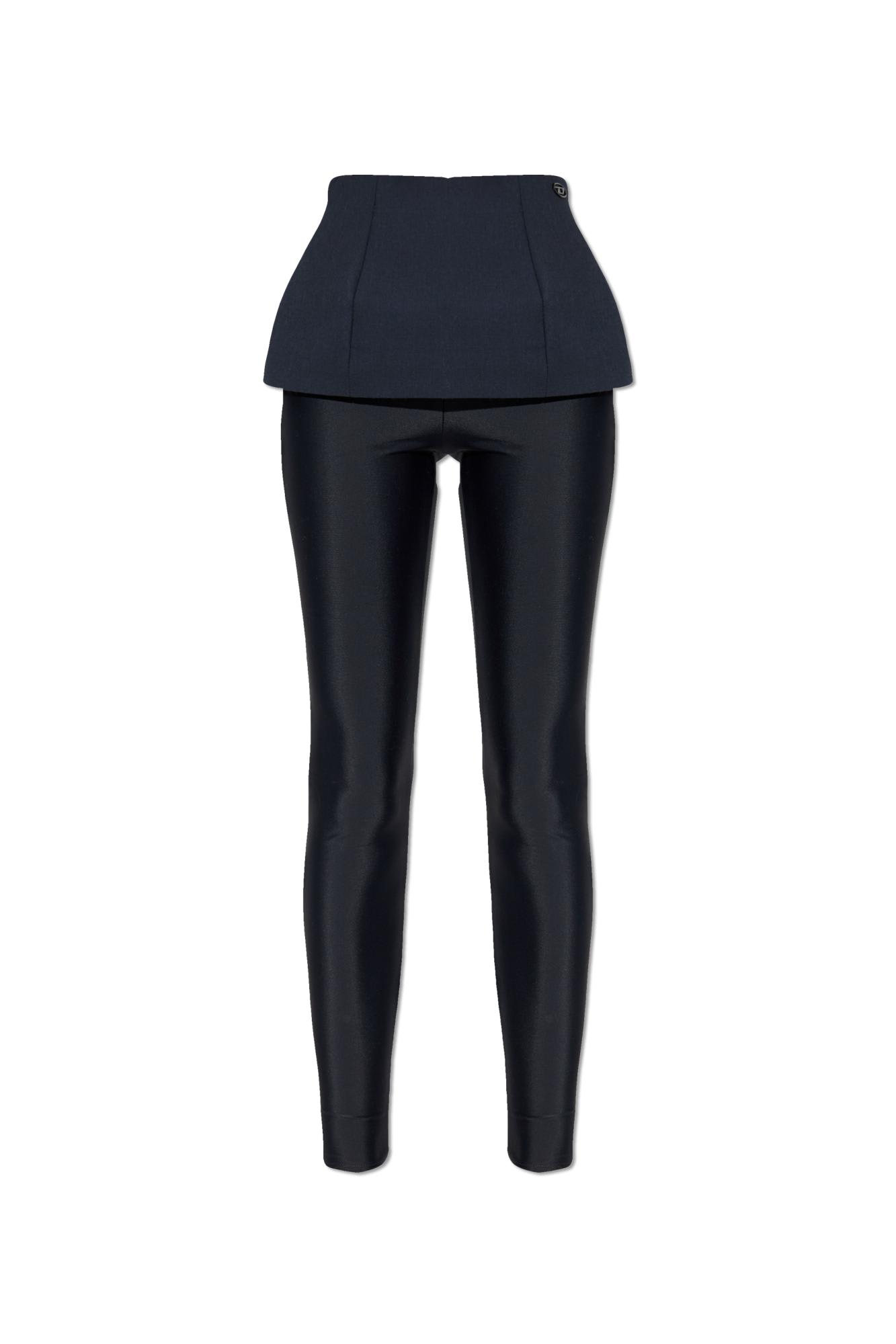 Diesel High Waist Seamless Leggings And Skirt In Black