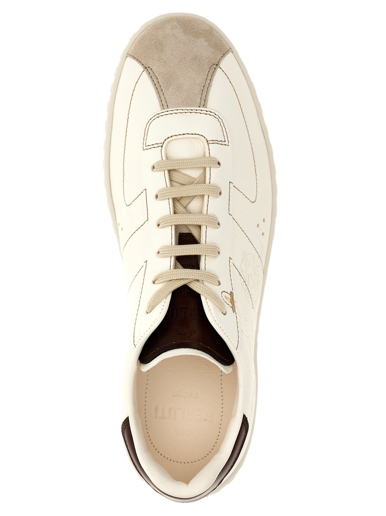 Shop Berluti Leather Sneakers In White