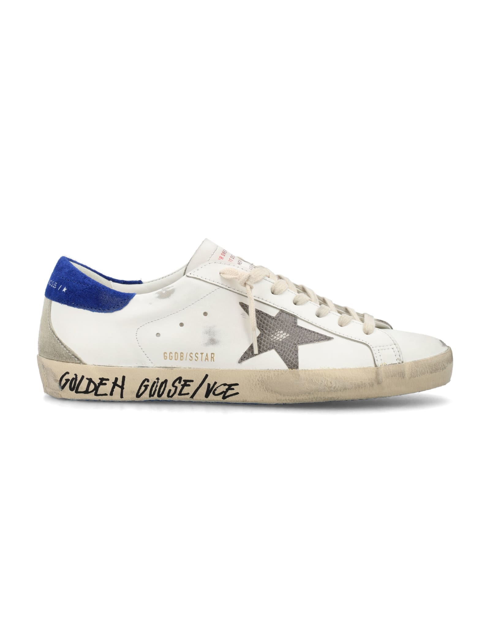 Shop Golden Goose Superstar Sneakers In White Blue