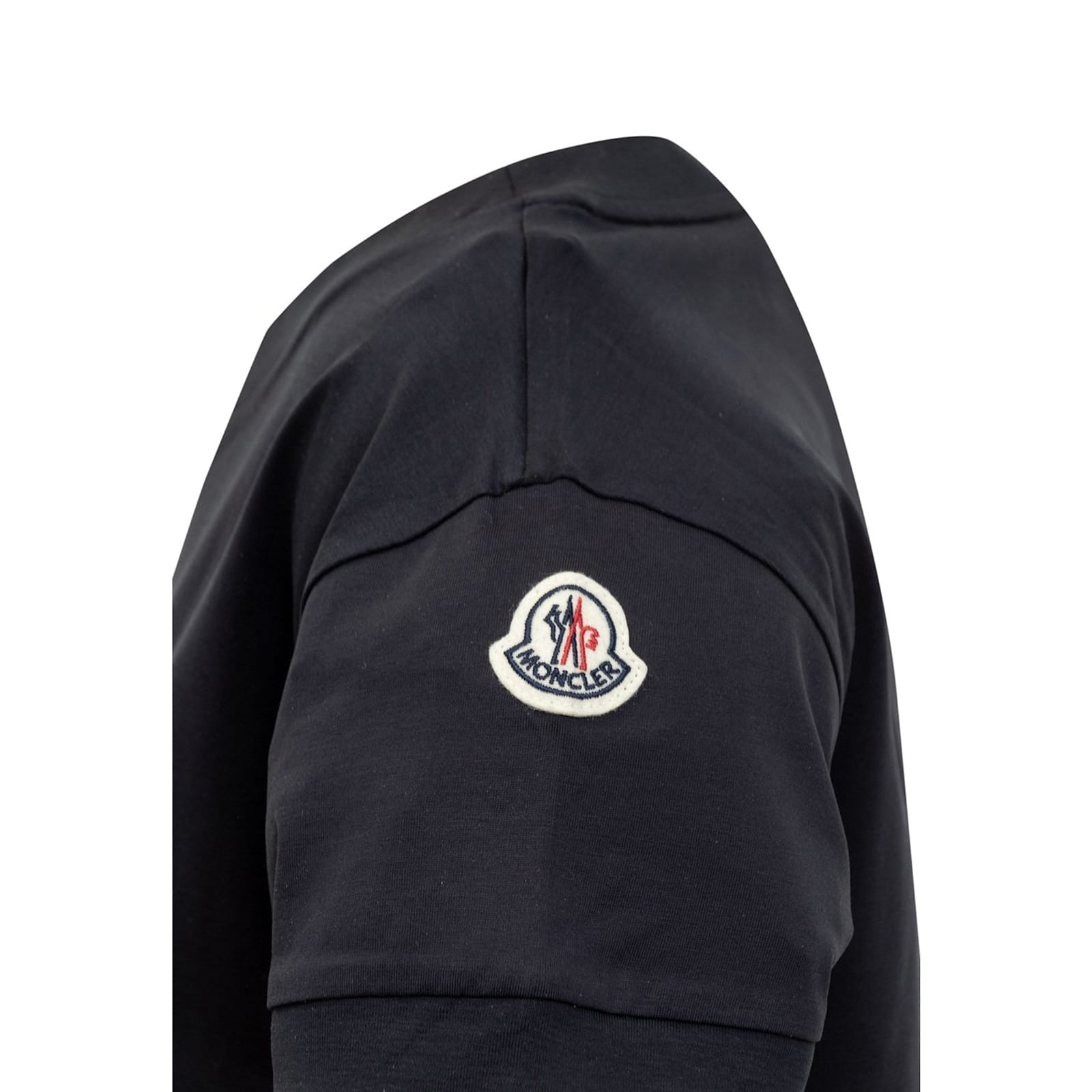 Shop Moncler Cotton Logo Mini Dress In Blue