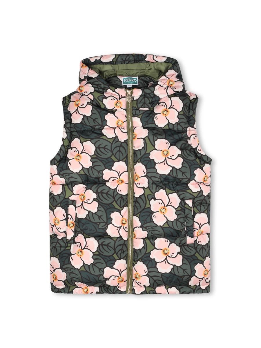 Kenzo Floral-print Puffer Jacket In Pink
