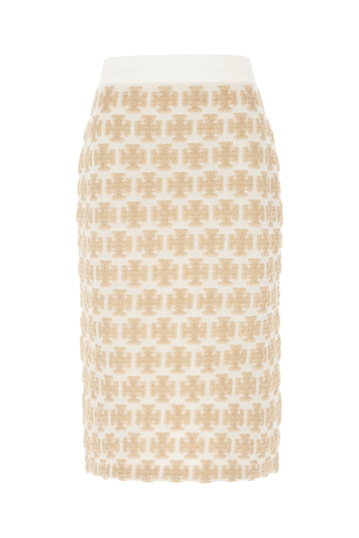 Tory Burch Embroidered Polyester Blend Skirt In Ivory Sand