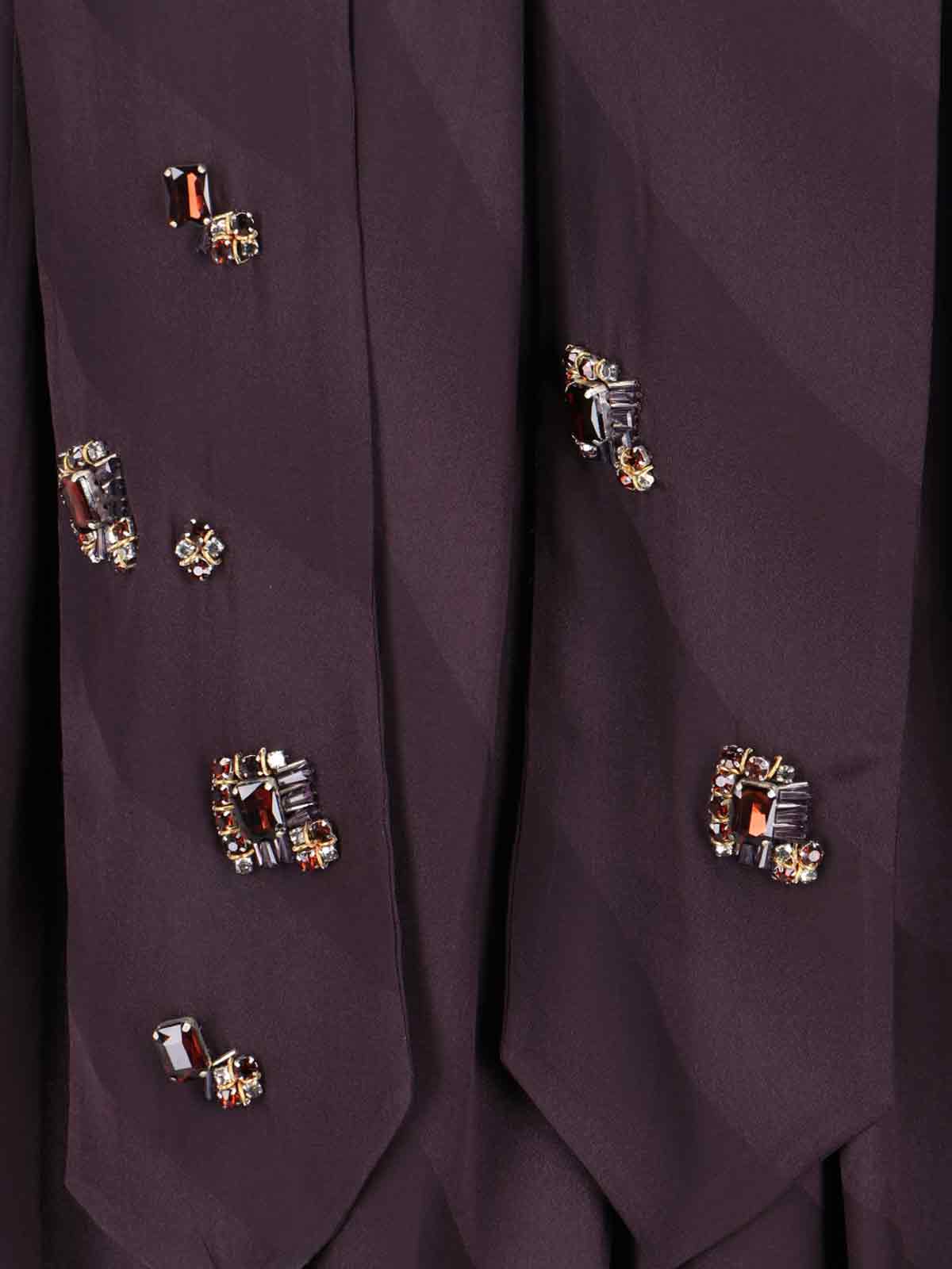 Dries Van Noten Silk Blousa With Crystals In Purple