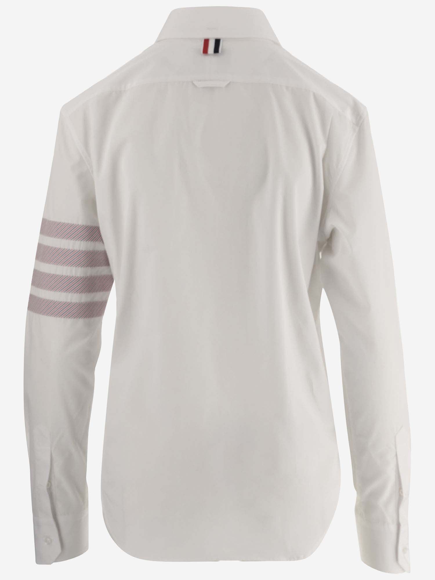 Shop Thom Browne 4 Bar Cotton Shirt In White