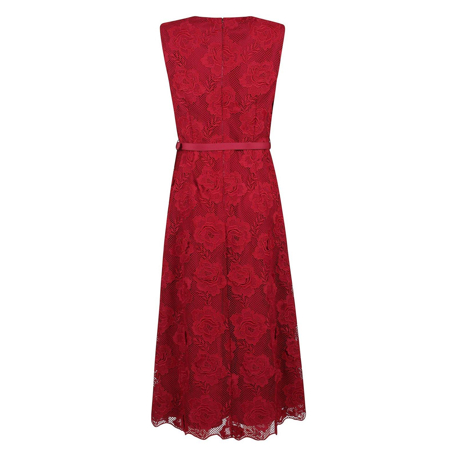 Shop Self-portrait Lace Buttoned Midi Dress In Non Definito