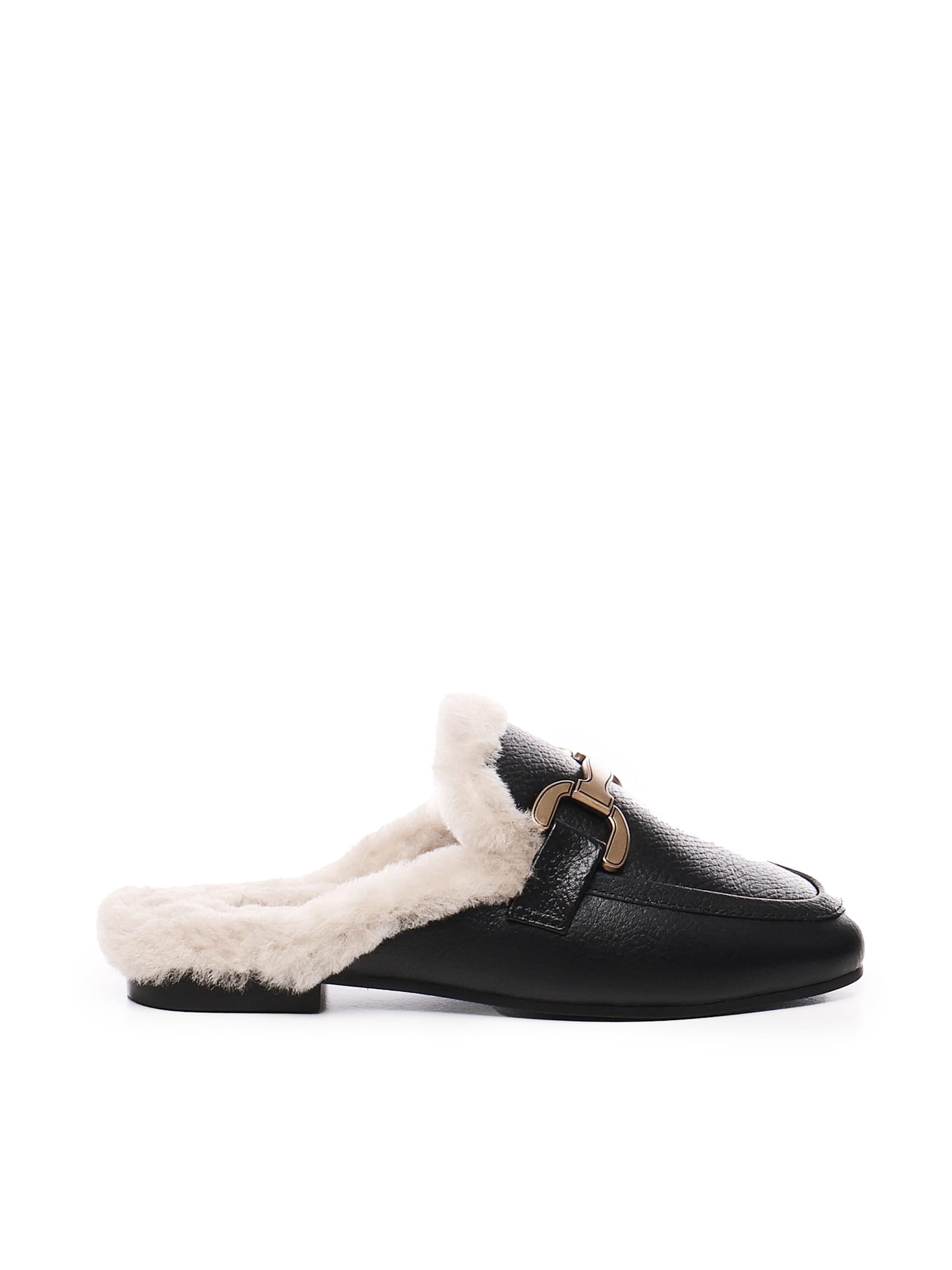 Leather And Fur Loafers