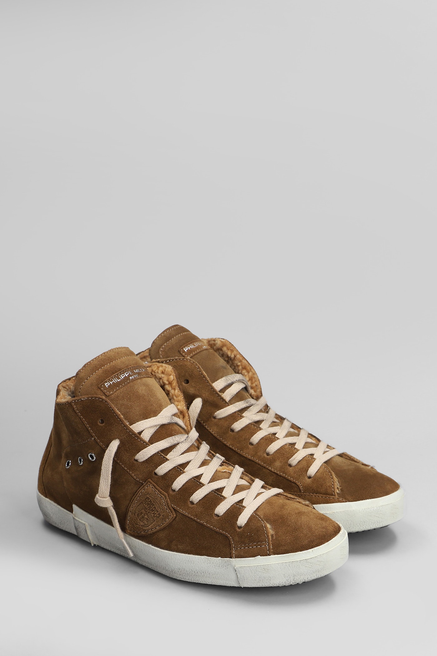 Shop Philippe Model Prsx High Sneakers In Leather Color Suede