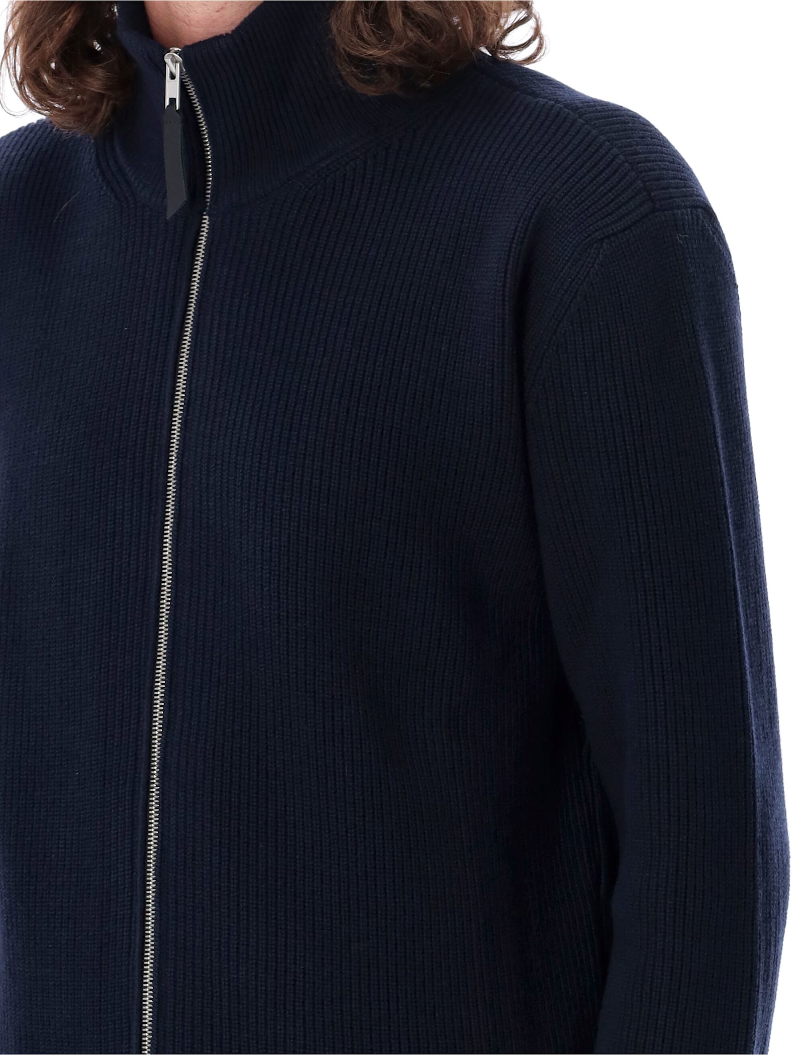 Shop Maison Margiela Camionaire Zipped Cardigan In Navy