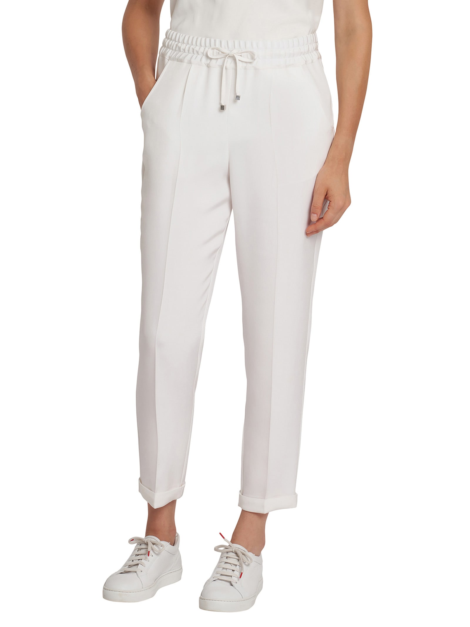 Shop Kiton Trousers Silk In White