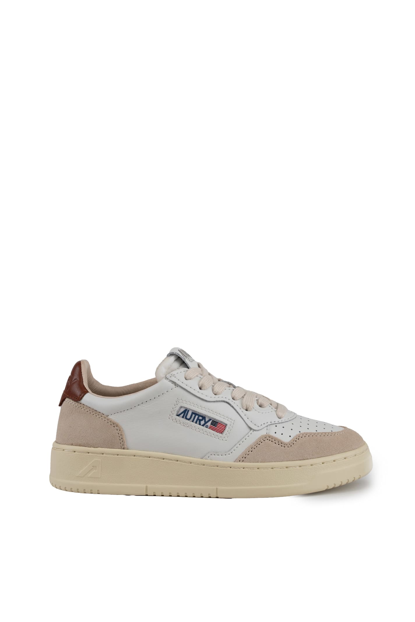 Shop Autry Medalist Low Sneakers In White/coconut Leather And Suede In Leat/suede Wh/coco Shl