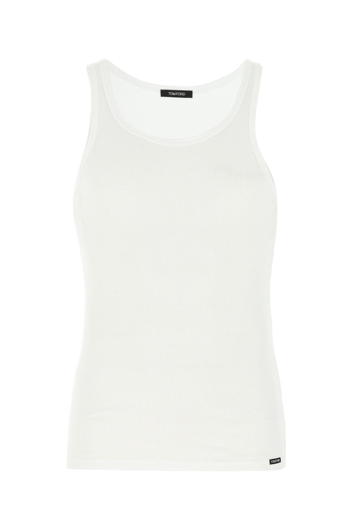 Shop Tom Ford White Cotton And Modal Tank Top