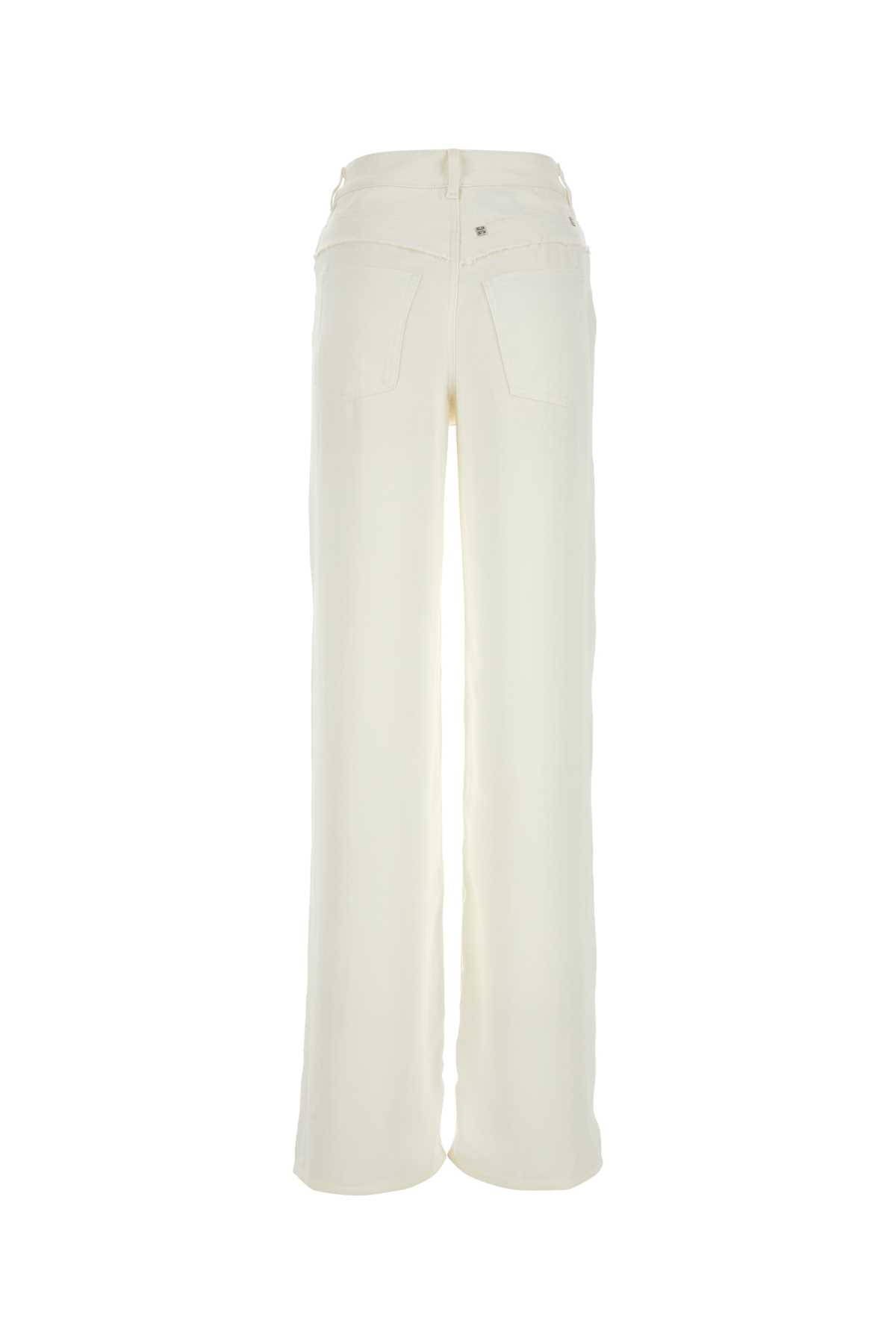 Shop Givenchy Ivory Viscose And Denim Jeans In White