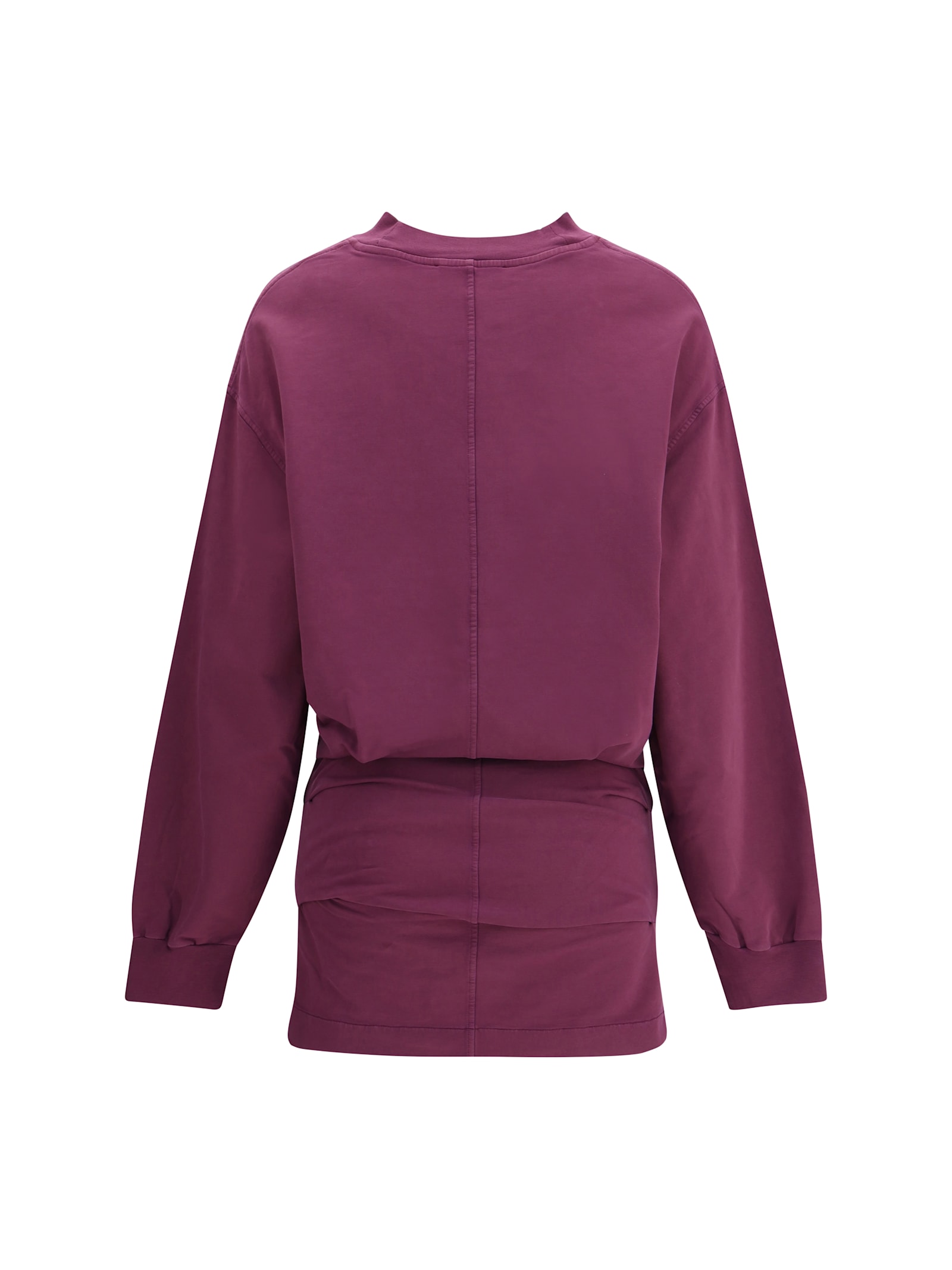 Attico Burgundy Draped Mini Dress With Long Sleeves In Purple