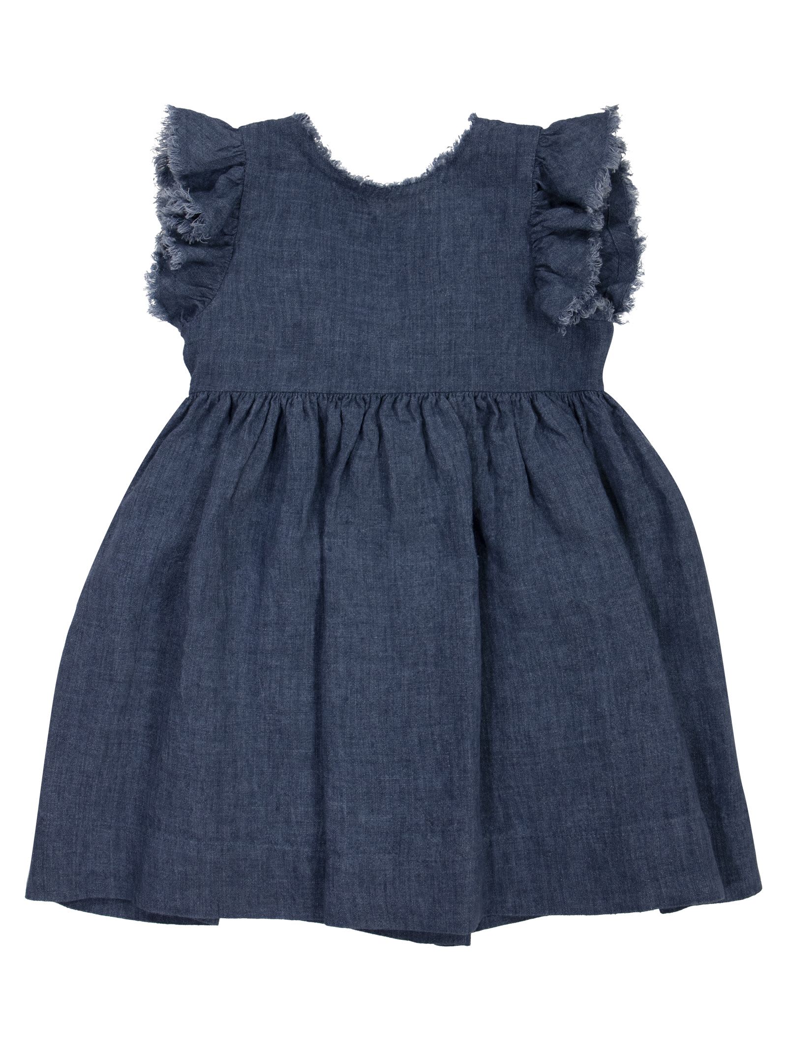 Shop Il Gufo Linen Dress With Bow In Blue