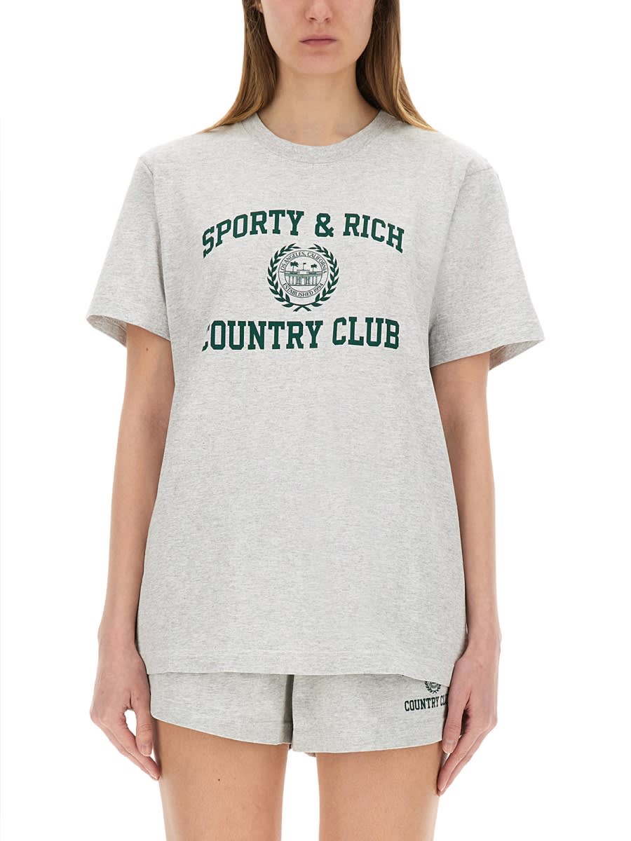 Shop Sporty & Rich Varsity T-shirt In Grey