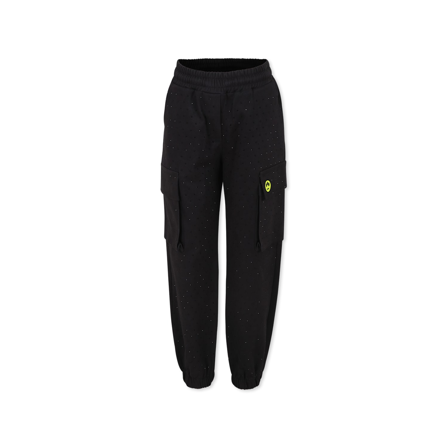 Shop Barrow Black Trousers For Girl With Rhinestones And Smiley