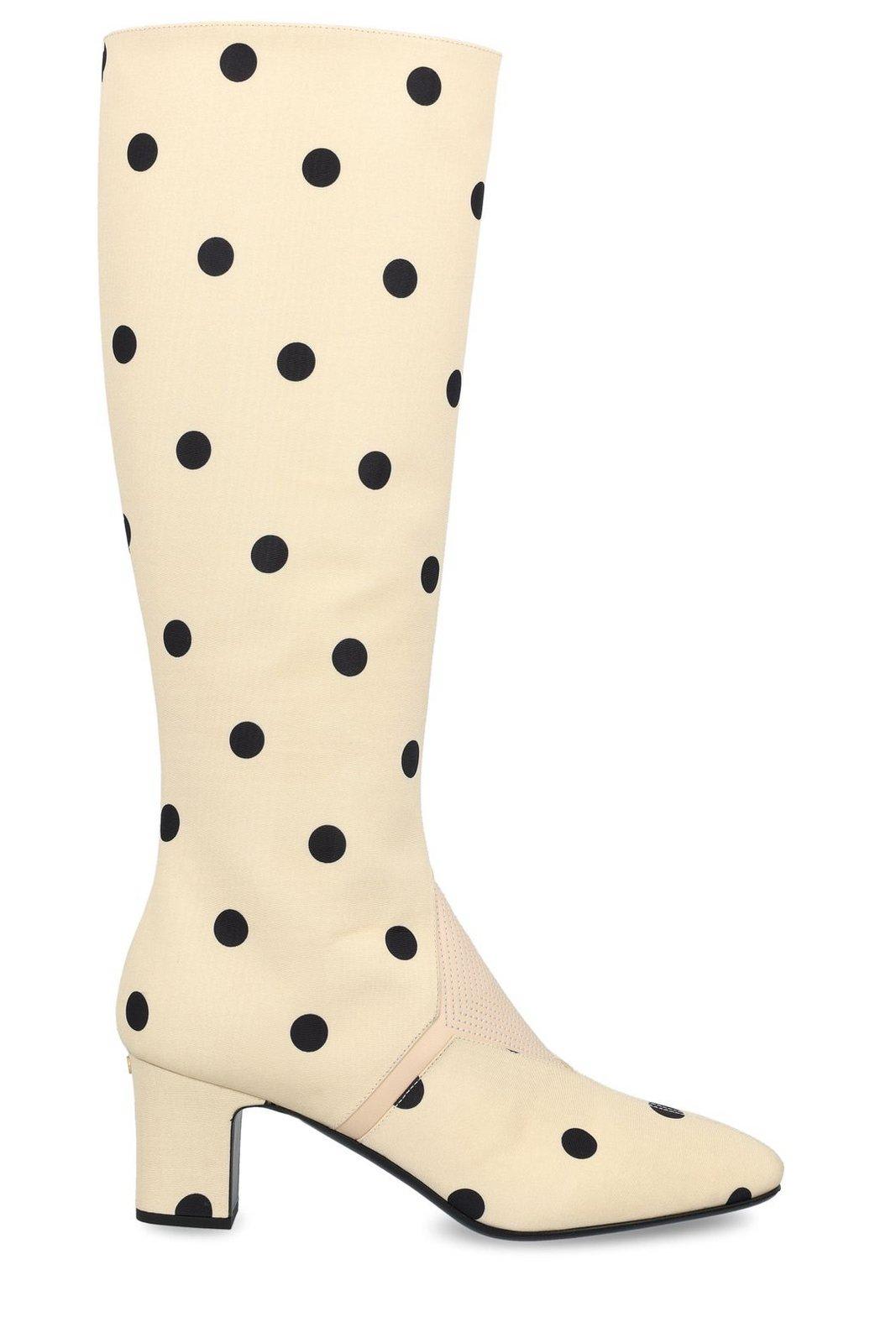Valentino Equivoque Polka Dot Printed Boots In Multi