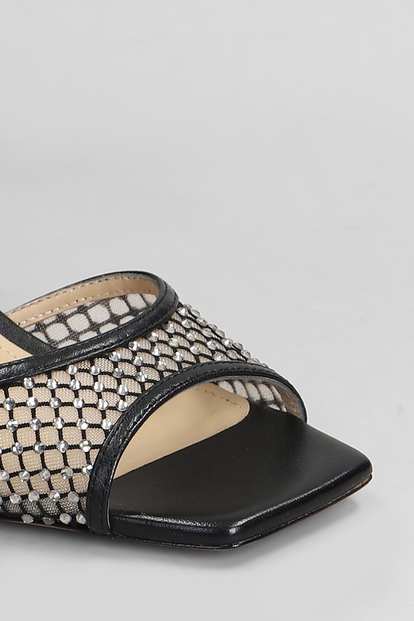 Lola Cruz Carmen 65 Sandals In Black Leather And Fabric In Black