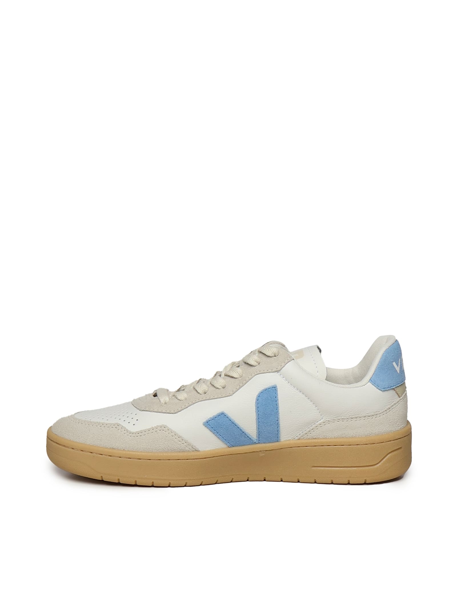 Veja V-90 O.t. Sneakers In White Suede And Leather In Multi
