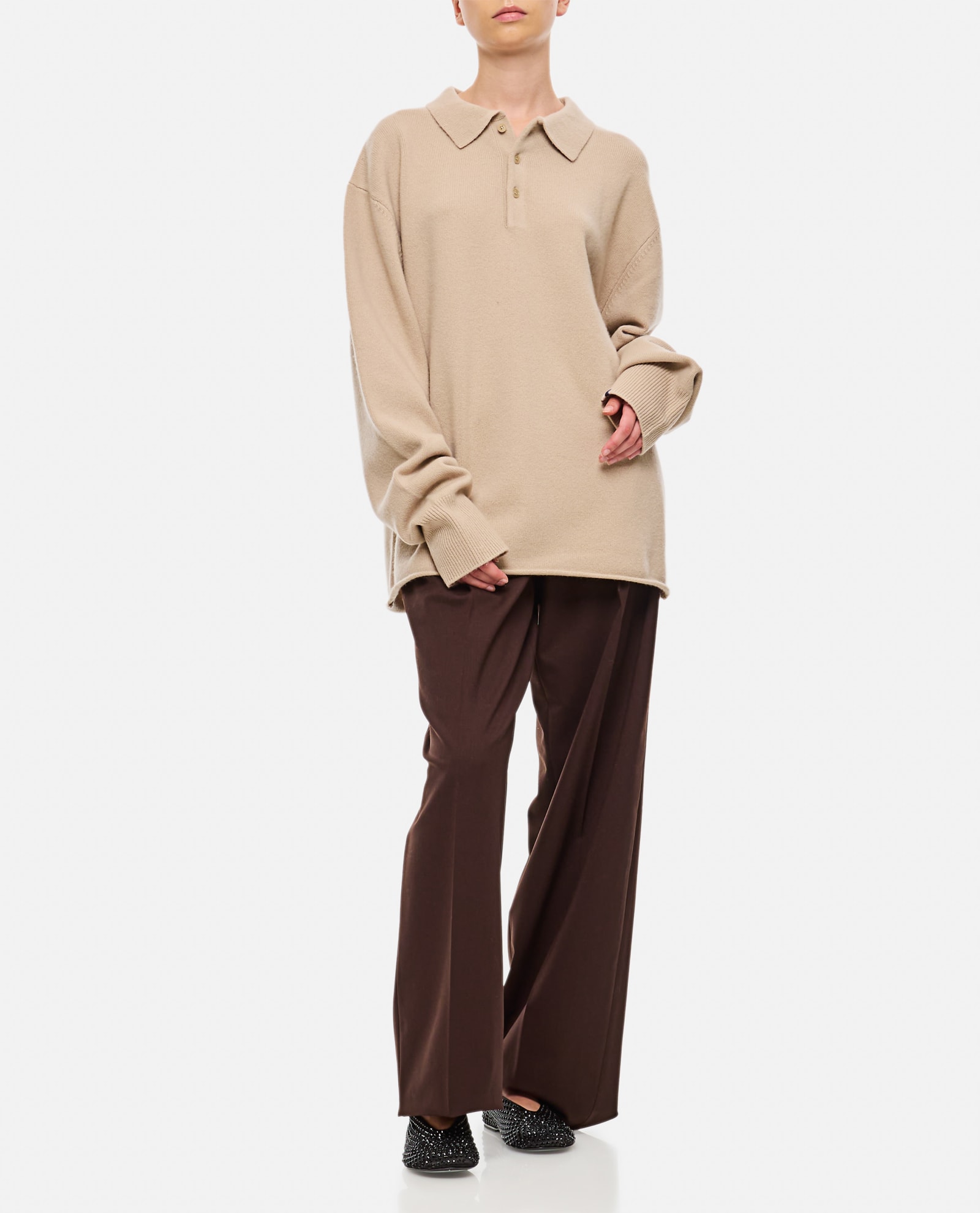 Shop Extreme Cashmere Marylebone Cashmere Polo Shirt In Beige