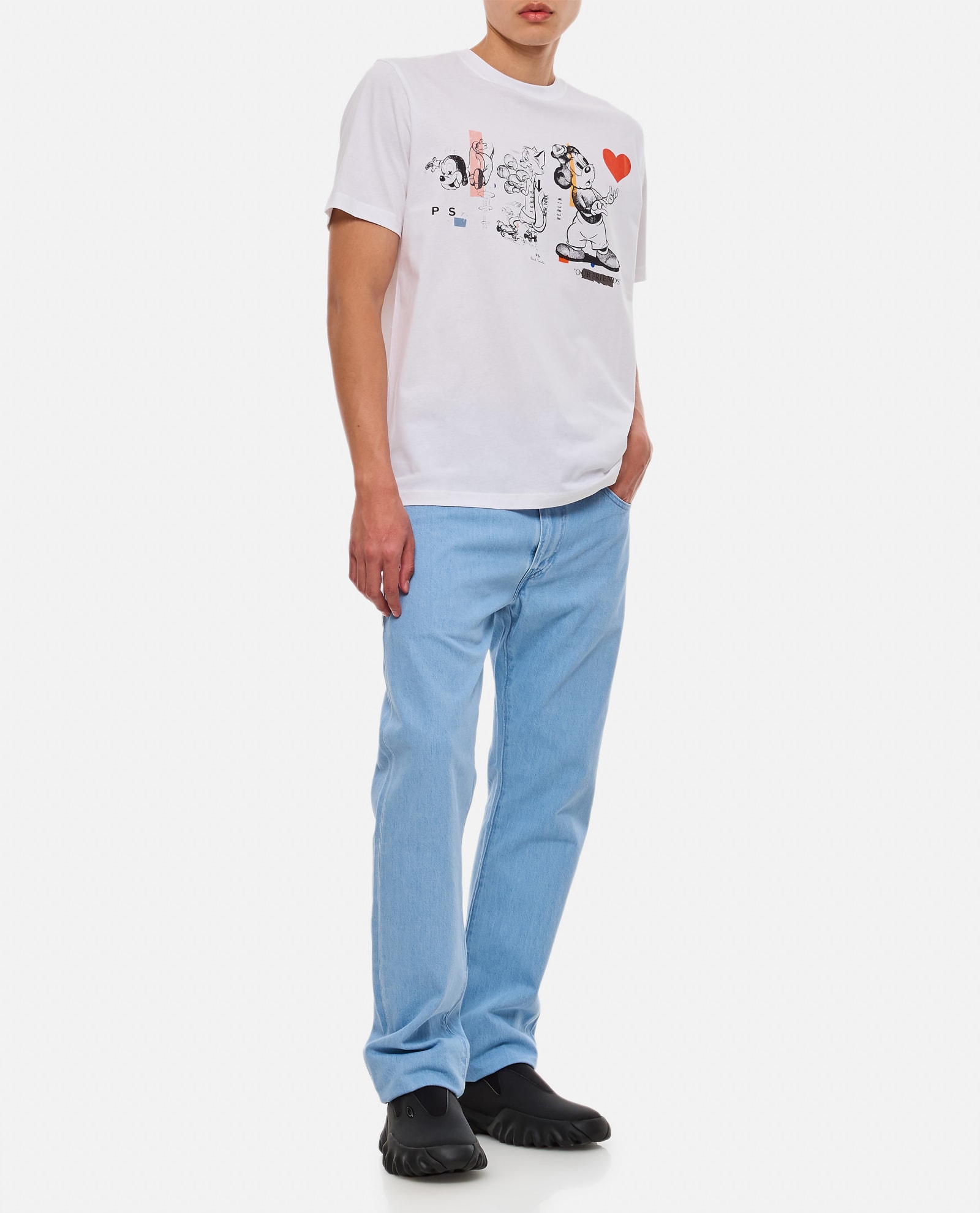 Shop Ps By Paul Smith Cotton Cartoon T-shirt In White