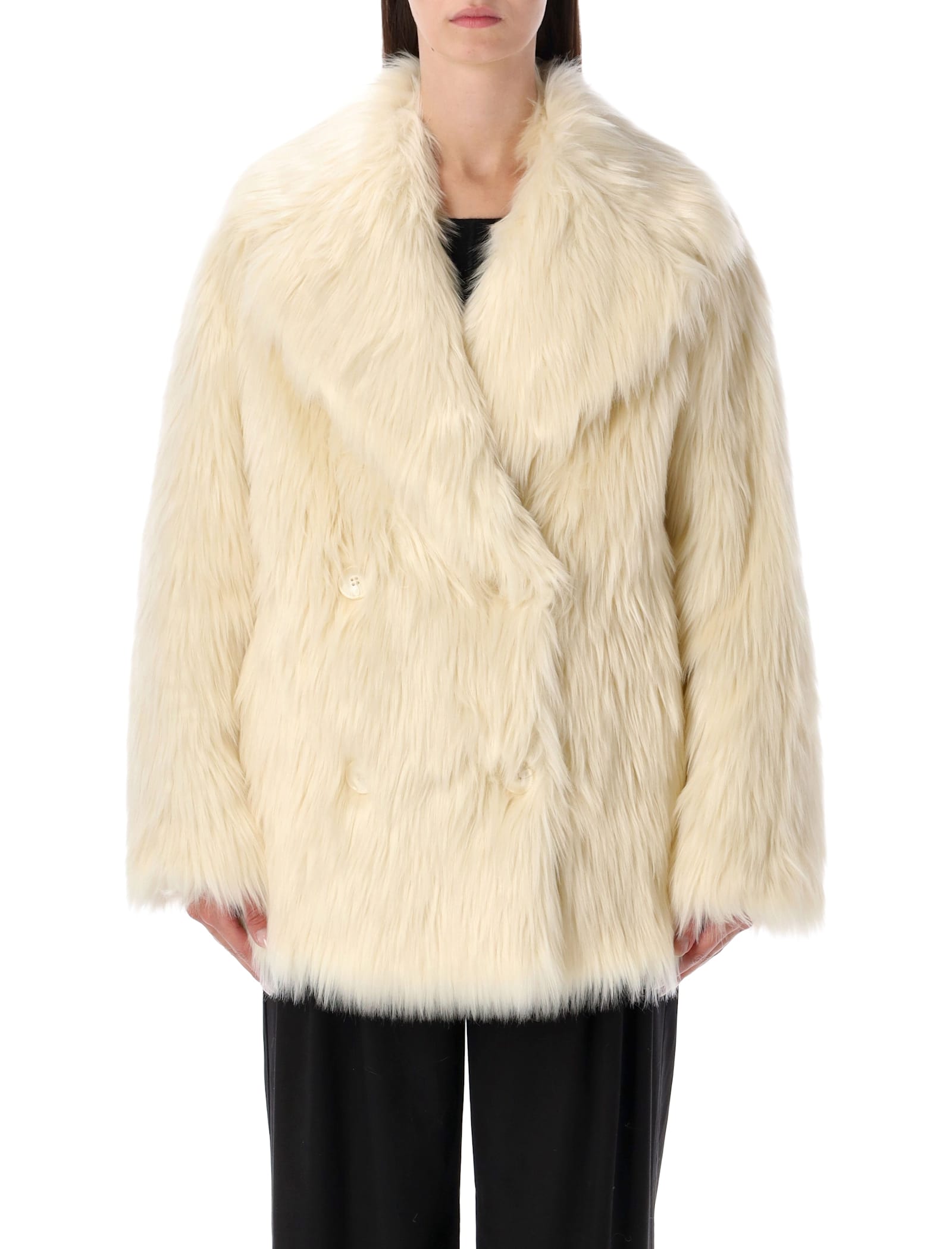 Stand Studio Katalina Faux Fur Coat In White