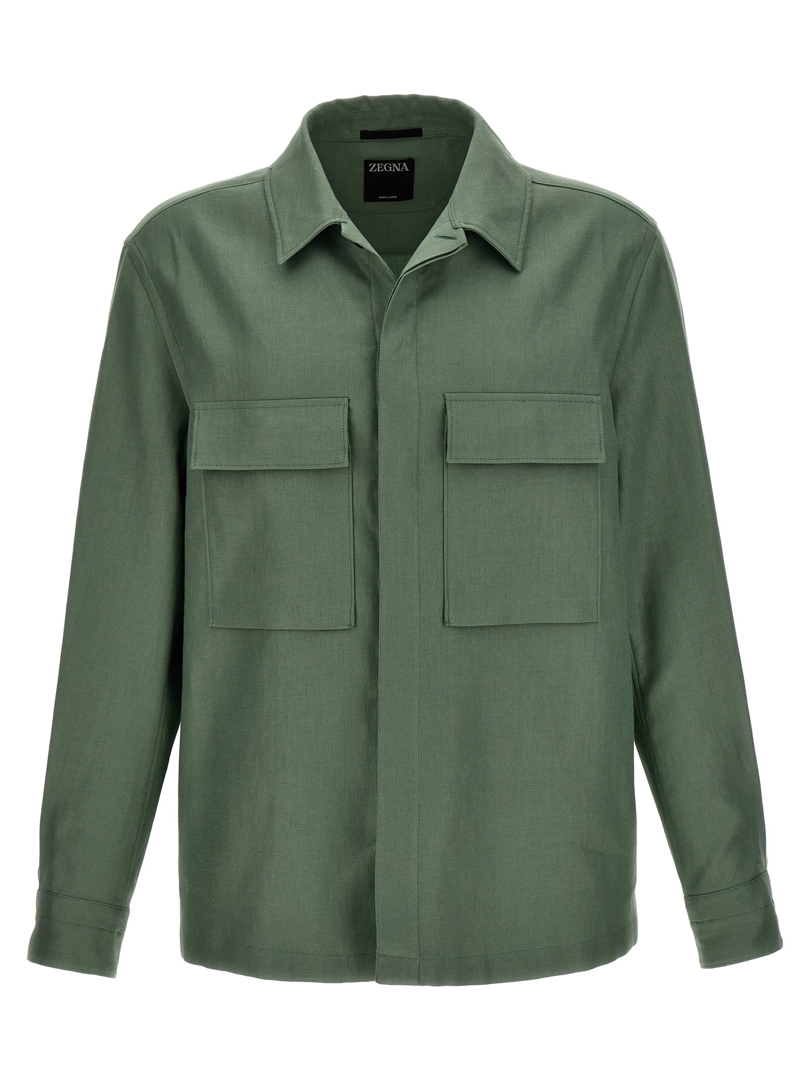 Shop Zegna Linen Jacket In Green