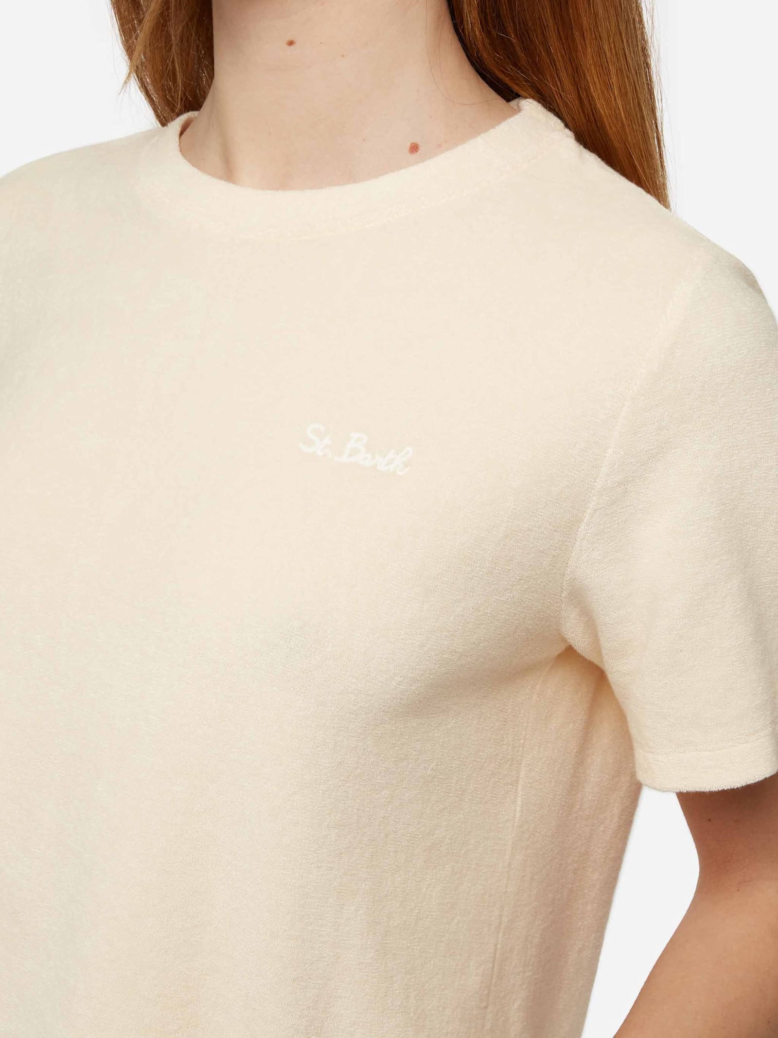 Mc2 Saint Barth Beige Terry Cotton T-shirt Aleja In Beige