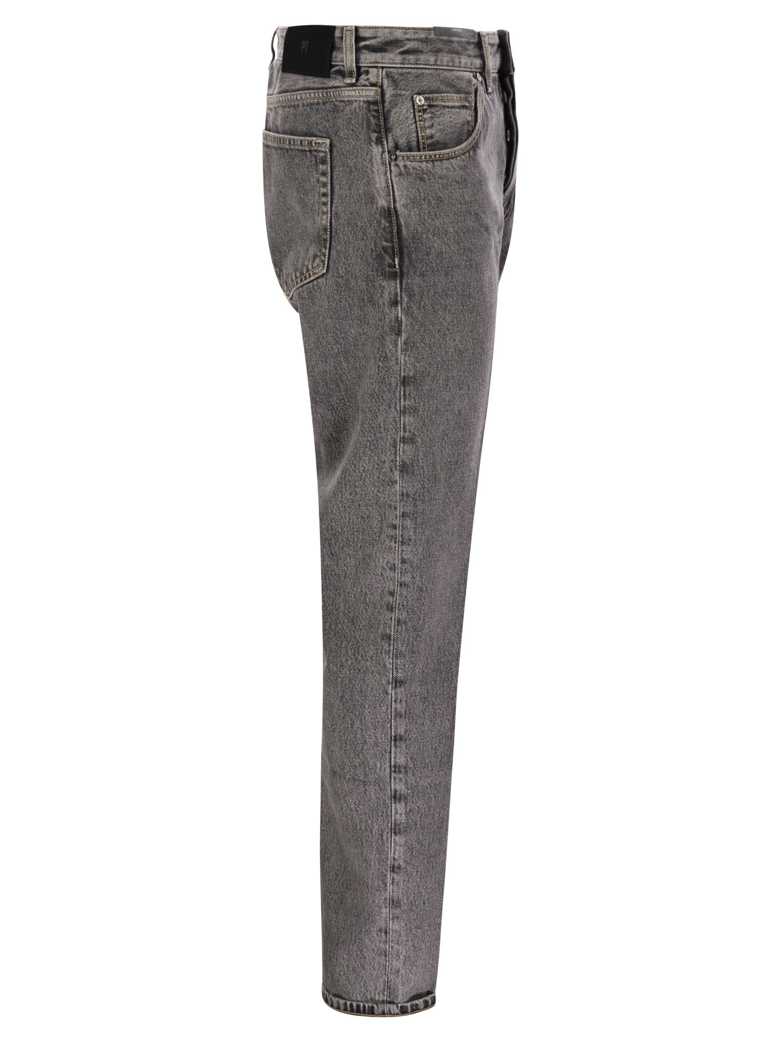 Pt Torino Logo-patch Jeans In Gray