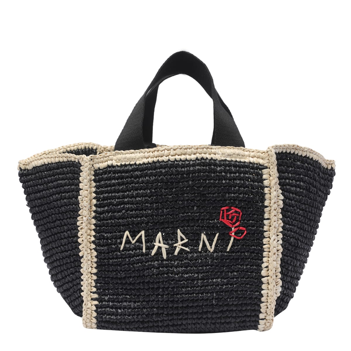 Shop Marni Sillo Shopping Bag Small Rafia Effect In Black