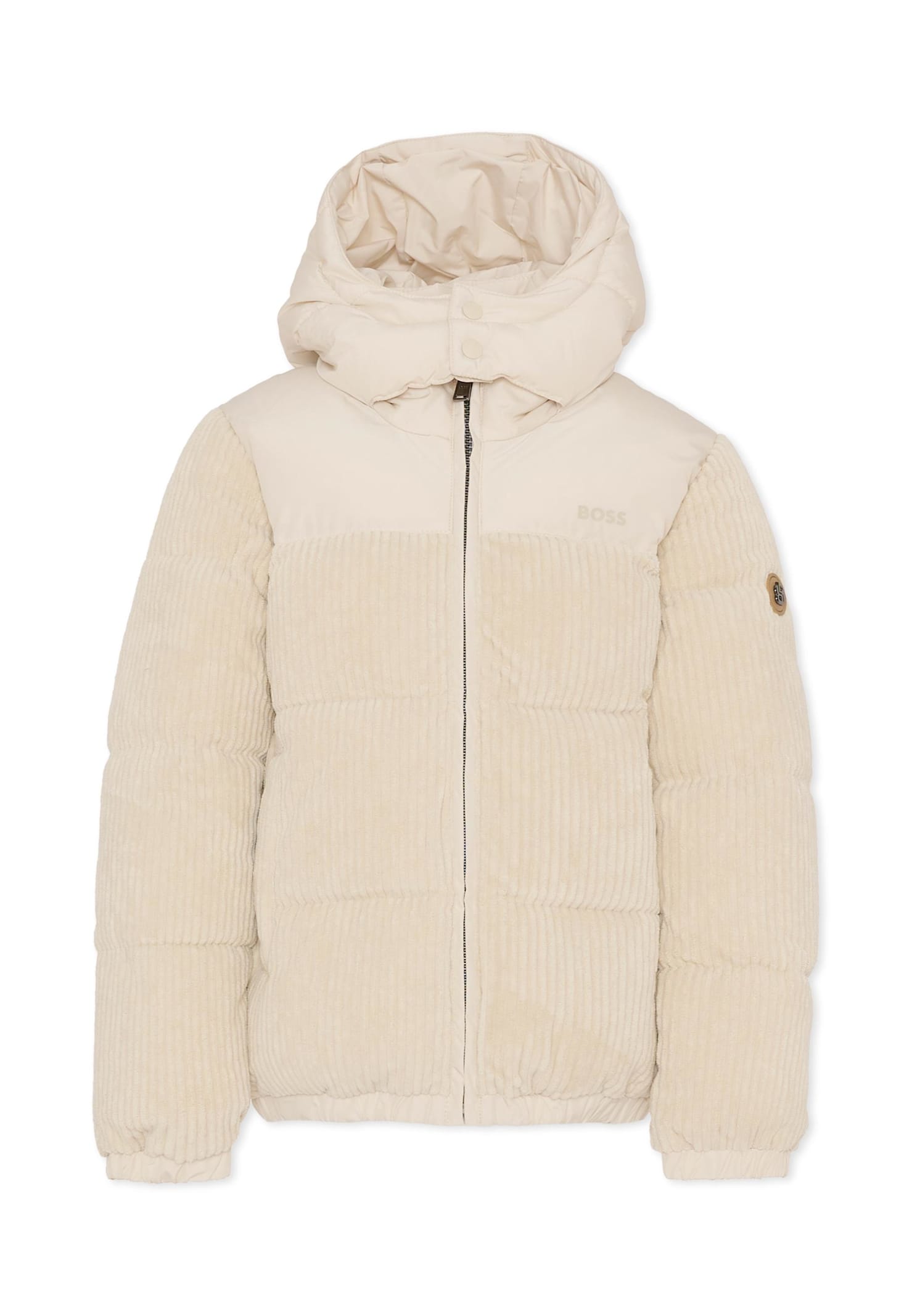 Hugo Boss Ivory Down Jacket For Boy With Logo In Neutral