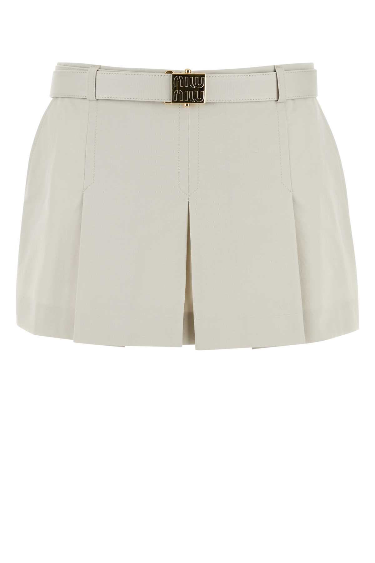 MIU MIU SAND GABARDINE MINI SKIRT 