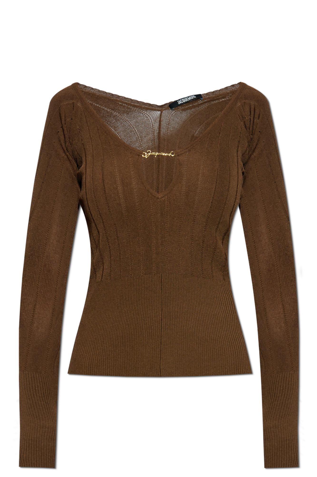 Jacquemus Pralu Ribbed-knit Top In Brown